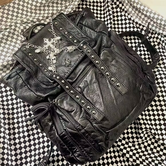 NEW Cute Gothic Grunge Cross Black Backpack